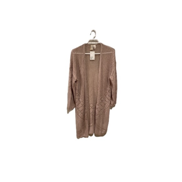 🆕 H&M Long Tan Crocheted Open Front Cardigan Sweater - Women’s Size Small - Picture 1 of 1